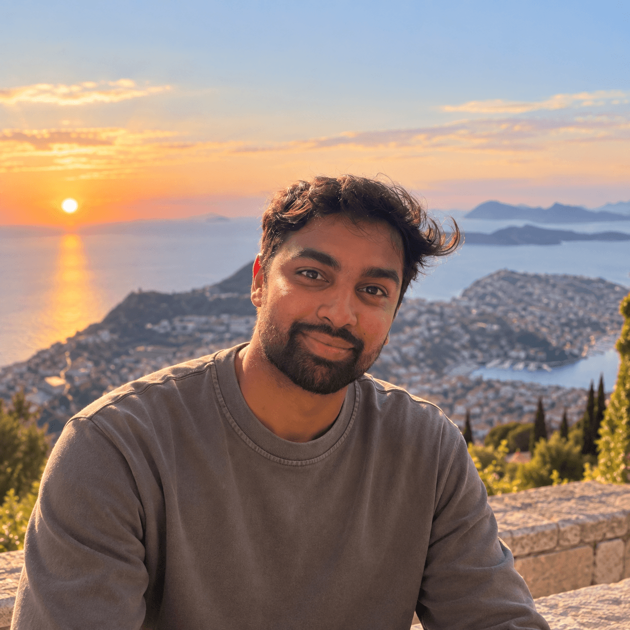 Arjun Aggarwal in Croatia at sunset